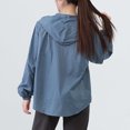 thumbnail image 4 of Puntoco Women's Lightweight Hooded Windbreaker Jacket, Long Sleeve Zip-Up Casual Outerwear, Breathable Solid Color Coat with Pockets Sky Blue-H XL, 4 of 7