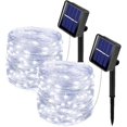 thumbnail image 1 of [2 piezas] Cadena de luz solar para exteriores 10 m 100 Cadena de luces LED Alambre de cobre impermeable para exteriores Decoración de cadena de luces solares de 8 modos para jardín, balcón, 1 of 5