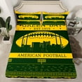 thumbnail image 2 of Feelyou Kids Rugby Queen Sheet Sets for Boys, Green Bay Football Flat Sheet, American Football Print Queen Fitted Sheet, Dark Green Orange Home Decor, 2 of 7
