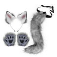 thumbnail image 1 of Runquan Ensemble de 4 Pcs Oreilles et Queue en Peluche Fausse Oreilles de Loup Pince à Cheveux pour Accessoire de Robe Gris Foncé, 1 of 8
