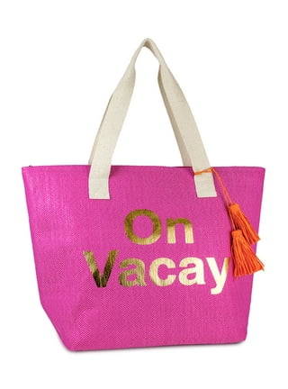 Victoria's Secret Limit. Edit. Striped Neon Pink Canvas Summer Beach Tote  Bag 