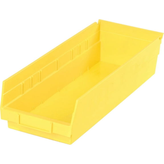 Nestable Shelf Bin, Plastic, 6-5/8"W x 17-7/8" D x 4"H, Yellow, Lot of 12