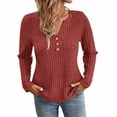 thumbnail image 6 of LWFFDAW Ribbed Knit Fall Sweaters for Women Long Sleeve Dressy Casual Button Henley Sweaters Lightweight Soft Loose Pullover Sweater, 6 of 6
