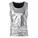 thumbnail image 5 of Camiseta sin mangas metálica Inspire Chic para hombre, cuello redondo, brillante, fiesta disco, 2XL, plateada, 5 of 6
