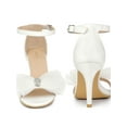 thumbnail image 5 of BLISSFUL STEP Rhinestone Stiletto Heels Mesh Ankle Strap Sandals for Women White (Size 7.5), 5 of 5