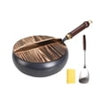 thumbnail image 2 of Klonfd Uncoated Thick With Lid High Traditional Cooking Wok And Frying Pan For Even Heat Distribution, 2 of 6