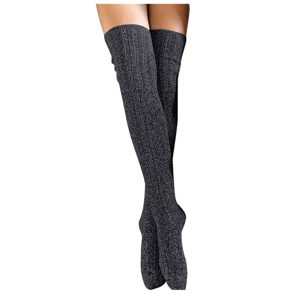 iOPQO Over the Knee Socks, Winter Socks for Women, Thick Socks Women, Slouchy Socks for Women, Leg Warmers, Dark Gray One Size