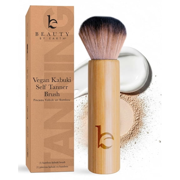 Beauty by Earth Self Tanner Brush - Vegan Kabuki Brush, Foundation Brush Makeup Brush for Fake Tan