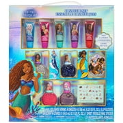 Disney The Little Mermaid - Townley Girl 11 Pcs Sparkly Cosmetic Makeup Set for kids Includes 5 Lip Gloss, 5 Nail Polish & Nail Stickers for Girls, Ages 3+ for Parties, Sleepovers and Makeovers