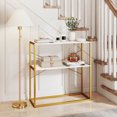 thumbnail image 2 of Costway 36” Console Table with Wooden Textured Open Shelves & Metal Frame for Hallway White, 2 of 10