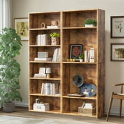 EDX 6 Tier Bookcase Storage, 63 Inch Large Tall Floor Standing Open Bookshelf for Home Office, Living Room, and Bedroom, Rust