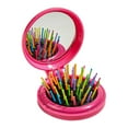 thumbnail image 2 of Peine con espejo con espejo de maquillaje para mujeres y niñas, cepillo de pelo plegable de bolsillo. Rosa, 2 of 9