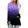thumbnail image 2 of EQWLJWE Sequin Tops for Women Plus Size Sparkly Glitter Party Tops Blouse Crewneck Gradient Print Long Sleeve Dressy Shirt for Dance Party Nightclub Dark Blue(S-5Xl), 2 of 5