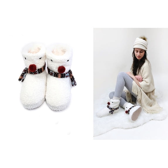 Gilbin's Women's Snow man Cozy Moccasins Slippers L/XL
