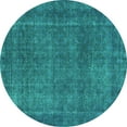 thumbnail image 1 of Ahgly Company Machine Washable Indoor Round Abstract Turquoise Blue Contemporary Area Rugs, 6' Round, 1 of 4