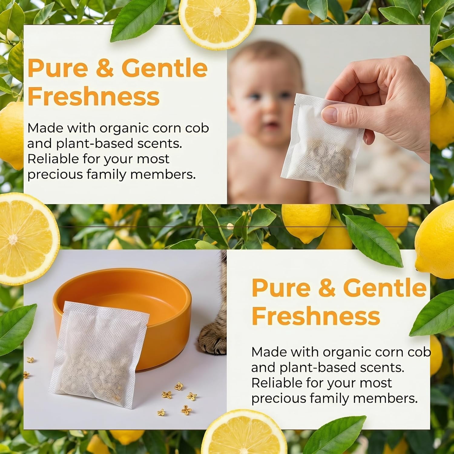 20 Packs Lemon Scented Diaper Pail Deodorizer Refills, Natural Corn Cob Odor Absorber for Munchkin Step & Pail, Odor Eliminator, Nursery ener