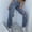 Blue, variant on Babysbule Womens Hole Jeans Pants Women's Wide Legs Solid Ripped Trousers Casual Pants With Pockets