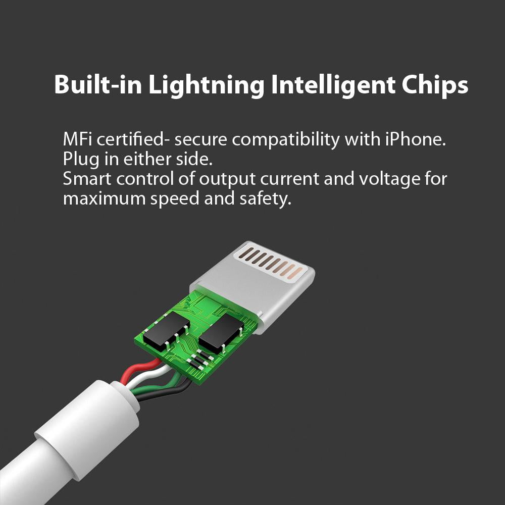 MFi Certified 3.3 Feet (1 m) Heavy-duty Nylon-Braided Data Sync Lightning to USB Charger Charging Cable Cord for iPhones - Black