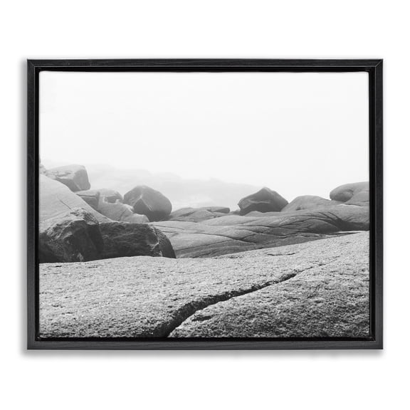 Rocks at Peggy's Cove Black Framed Floater Canvas Wall Art, design by Clive Branson
