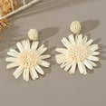 thumbnail image 4 of Handwoven Raffia Sunflower Earrings Boho Chic Dangle Jewelry for Summer OutfitsD Spring Earrings Beach Vacation Accessories 2025 Lightweight Women's Dressy Tropical Style, 4 of 7