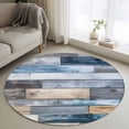thumbnail image 2 of Blue Wooden Grain Large Area Rugs for Bedroom Living Room, Soft Non Slip Carpet Bedside Rug, Farmhouse Country Abstract Art Round Floor Cover Kitchen Accent Rug 3.3' for Dining Room/Office, 2 of 9