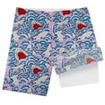 thumbnail image 4 of Hienoo Little Boys Shark Print Swim Trunks with Compression Liner Beach Shorts, 4 of 4