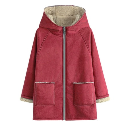 ZHOUCHANKIDS Women s Lined Slim Fit Hooded Padded Lightweight Winter Outerwear Coat for Cold Weather Red M