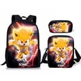 thumbnail image 1 of Sonic Primary School School Bag Three-piece Set Anime Cartoon Backpack Shoulder Bag Pencil Case high quality, 1 of 5