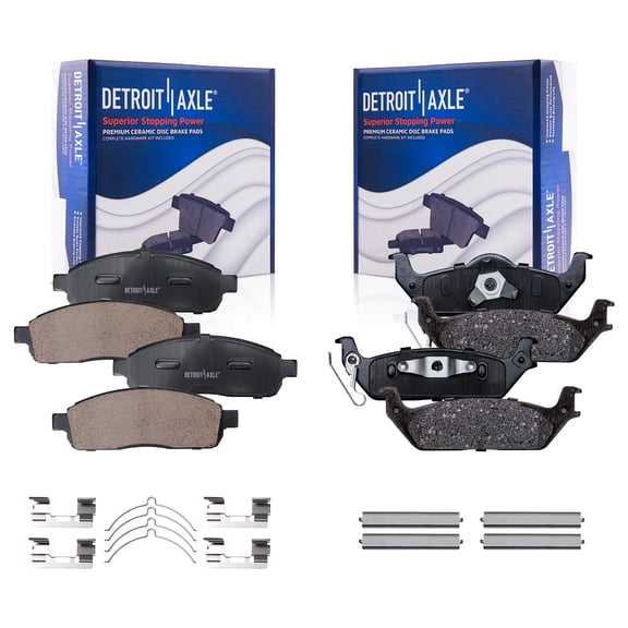 Detroit Axle - Brake Pads for 2004 2005 2006 2007 2008 Ford F-150 Lincoln Mark LT, Ceramic Brake Pads w/Hardware Front & Rear Replacement Brakes Pads Set