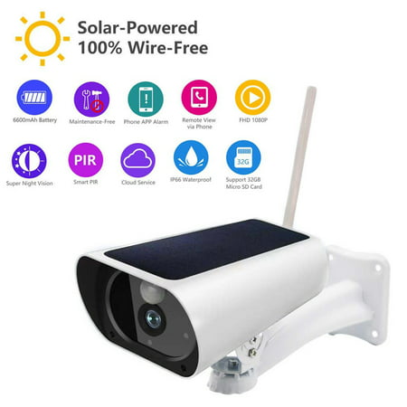 Outdoor Solar Powered Security Camera Low Power Rechargeable Battery Wire Free Solar WiFi Camera 1080P IP66 Waterproof Wireless Security Camera,Night Vision,Motion Detection,for Android and