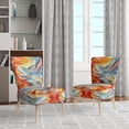 thumbnail image 2 of Designart "Layers Of Emotion Orange Blue Expression" Orange Geometric Shapes In Harmony Upholstered Accent Chair - Modern Arm Chair For Living Room, 2 of 7