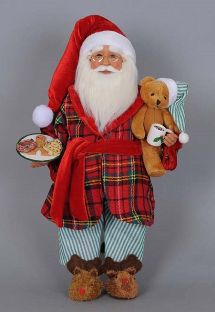 Karen Didion Milk and Cookies Santa Claus in Pajamas Christmas Figurine