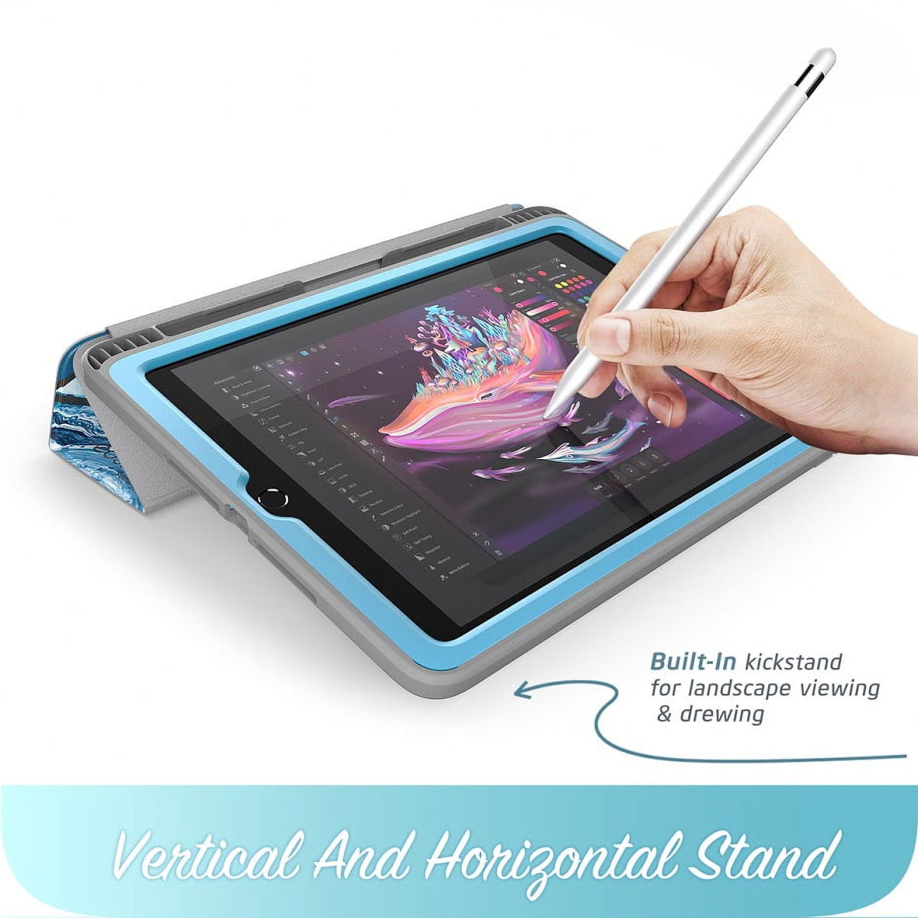 New iPad 9.7 Case 2018/2017, [Built-in Screen Protector] i-Blason [Cosmo] Full-Body Trifold Stand Protective Case Cover with Auto Sleep/Wake & Apple Pencil Holder for Apple iPad 9.7 Inch (Blue)