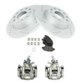 thumbnail image 2 of TRQ Rear Brake Calipers Ceramic Pads Drilled Rotors Fits Select A3 Beetle Golf Jetta, 2 of 8