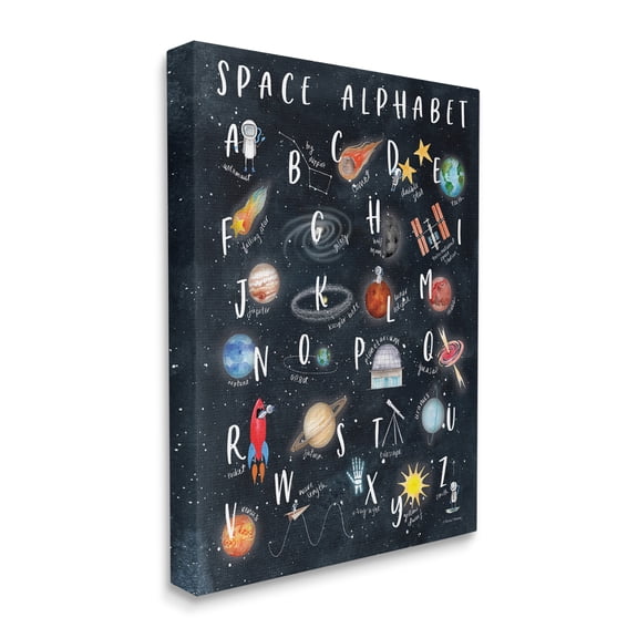 Stupell Industries Space Alphabet Playful Big Dipper Earth Galaxy,36 x 48,Designed by Rachel Nieman