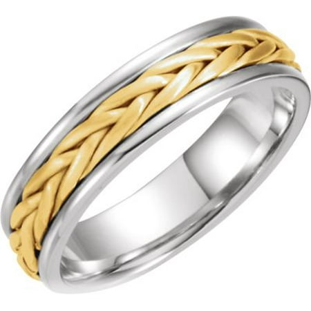 - 14kt White & Yellow 5mm Comfort-Fit Hand-Woven Band Size 10 50631 / 14Kt White/Yellow / 10 / 05.00 Mm / Hand Woven Band