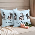 thumbnail image 2 of Blue Easter Outdoor Waterproof Pillow Covers, Spring Rabbit Plaid Flowers Animal Floral Decorative Square Throw Pillowcase Sofa Cushion Sham for Patio/Couch/Chair, 18"x18" 2 Pack, 2 of 8