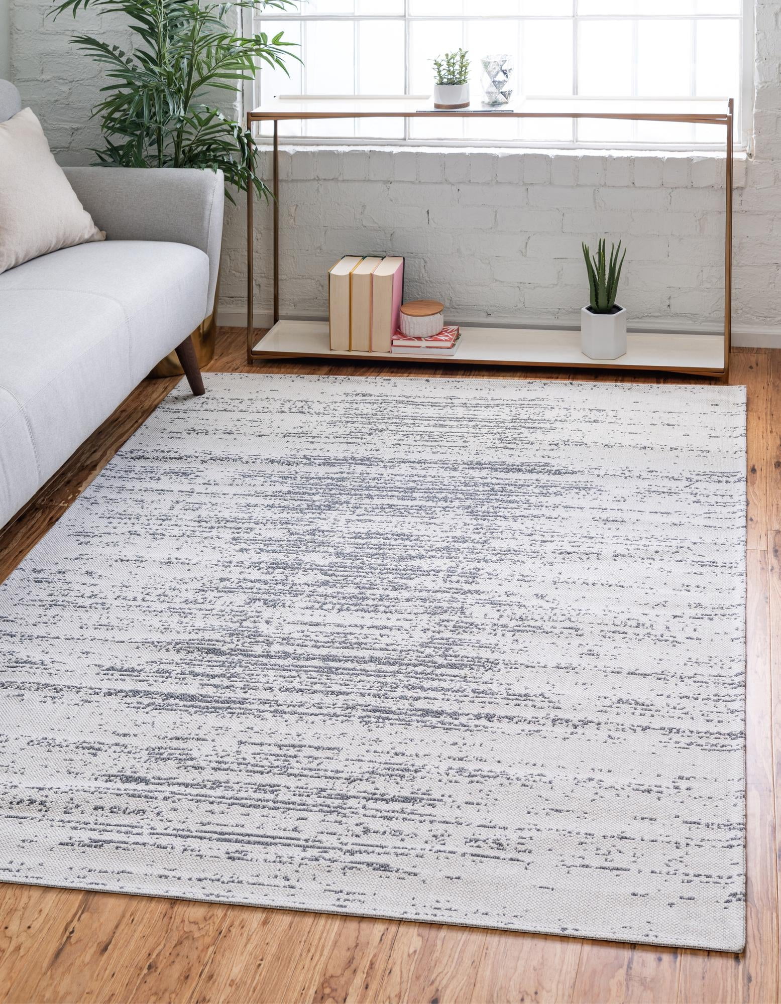 Rugs.com Georgia Collection Rug – 5' x 8' Ivory Flatweave Rug Perfect For Living Rooms, Large Dining Rooms, Open Floorplans