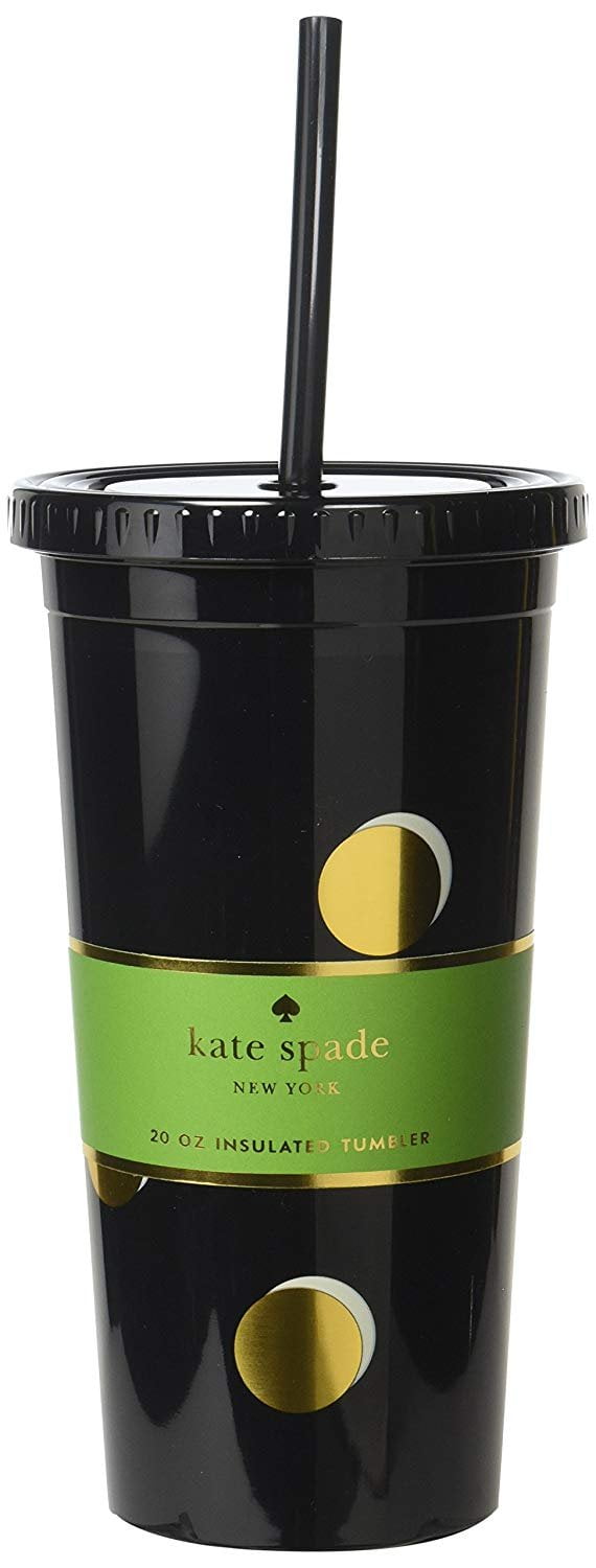 Kate Spade New York Insulated Plastic Tumbler With Reusable Straw, 20oz, Scatter Dot Walmart