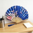 thumbnail image 4 of Folding Fan Decorative, Classic Stage Prop Fan, Portable Craft Fan for Weddings Photography Props, 4 of 6