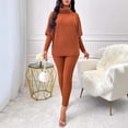 thumbnail image 4 of DAFEI Womens Loungewear Sets Cable Knit 2 Piece Outfits Skinny Long Sleeve Sweater Pants Set Fall Winter Matching, 4 of 8