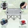 thumbnail image 4 of Double Camping Chair for Adults, 2 Person Loveseat Camping Chair with Cup & Wine Glass Holder, Portable Padded Double Folding Chairs for Outdoor Camp Lawn Picnic Sports, Support 600LBS (Grey), 4 of 14