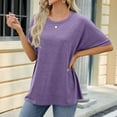 thumbnail image 6 of Elabch Womens Oversized T Shirts Short Sleeve Crewneck Summer Tops Casual Loose Basic Tee Shirts 2025 Trendy Clothes Purple XL, 6 of 7