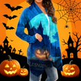 thumbnail image 5 of Halloween Cardigan for Women Pumpkin Long Sleeve Cardigan Fall Open Front Cardigan Halloween Print Medium Length Coat,Blue,XL, 5 of 8