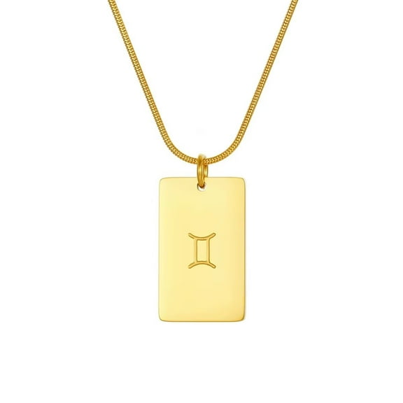 PAMTIER Men's Women's Stainless Steel Personality Amulet 12 Constellation Simple Temperament Birthday Necklace Gemini