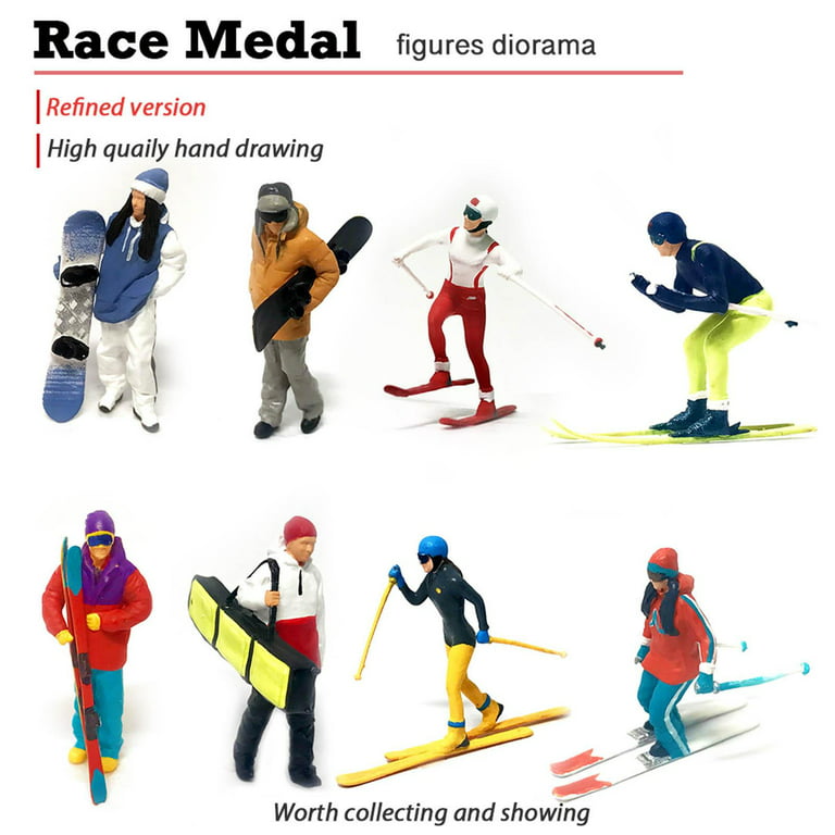 3 Pcs Miniature Skier Snowboarder Ski Sports People 1:87 Figures HO Scale  Models Building Landscape Scene Accessories Diorama Supplies 