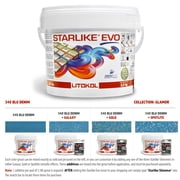The Tile Doctor Starlike EVO - Litokol Glamour Epoxy Grout for Tile, Easy to Apply, Bathroom Pool Flooring Backspalsh Grout 2.5 kg - 5.5 lbs. - 340 Blue Denim