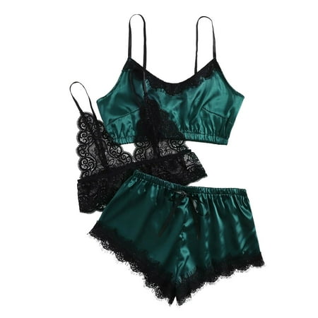 

Zerlibeaful Womens Pajama Sets Lingerie New Lace Silk Underwear Sleepwear Underwear Pajamas Satin