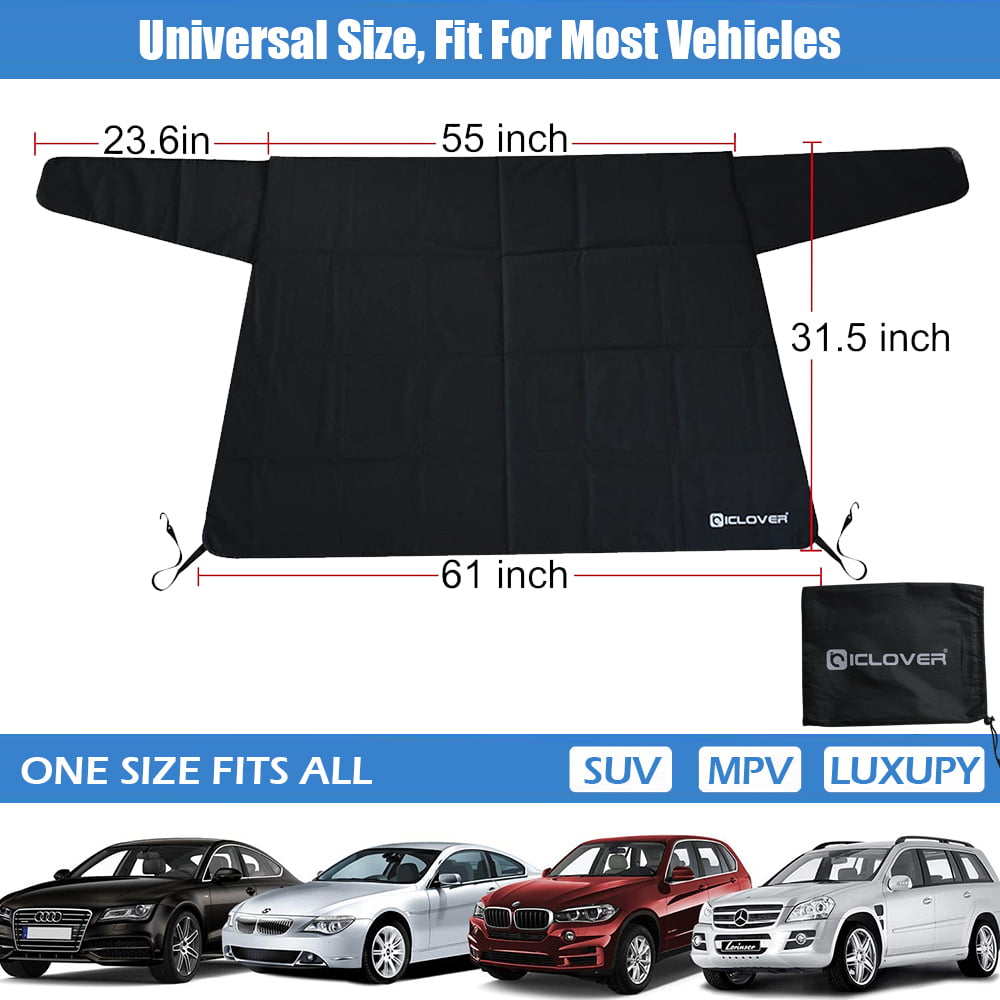 Rear Snow Cover & Car Windshield with Magnetic Edge Shade, iClover All  Weather Back Window Frost Cover Protection from Snow, Ice & Sun Fits Most  Cars, Suvs & Vans Winter Accessories 