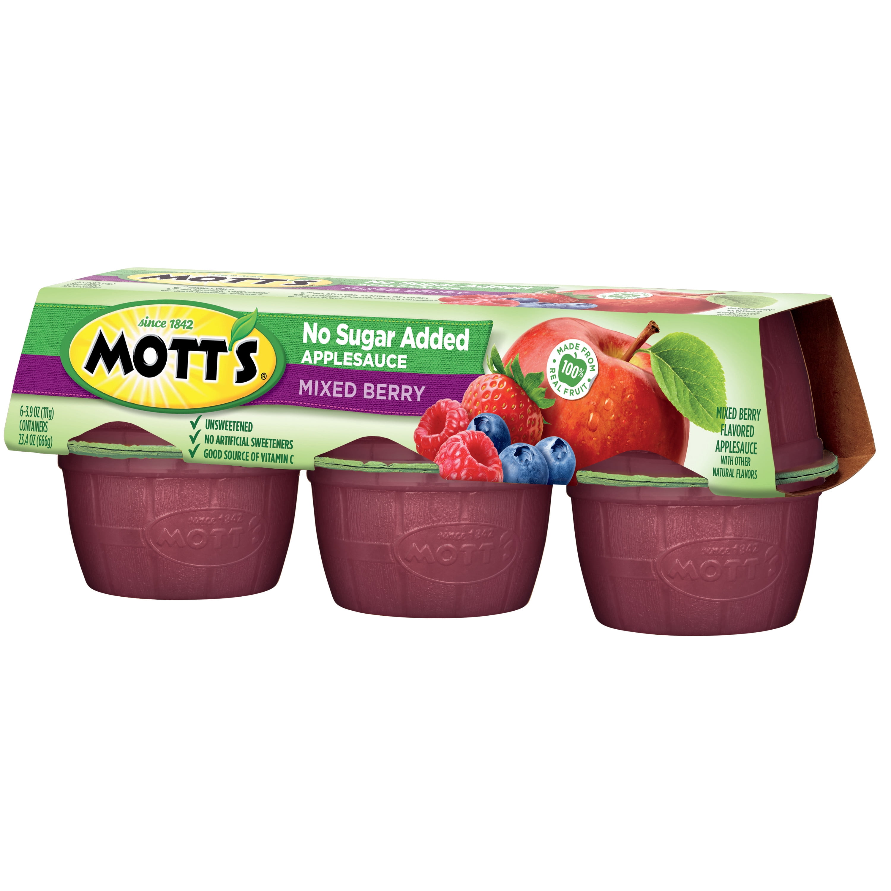 Mott's Healthy Harvest Applesauce, Country Berry, 3.9 Oz, 6 Count